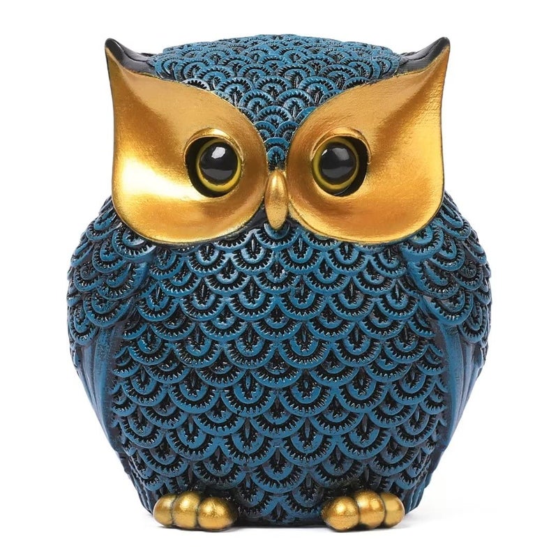Artpaul Owl Figurines Home Decor Accents Small Décor Items for Shelf Decorations for Living Room Office, Gifts for Owl Lover (Blue) - Image 1